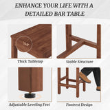 Cozyman 53 inch Bar Table and Chairs Set, Acacia Wood Pub Table with 2 Stools, Rectangular Counter Height Table Set for Dining Room, Kitchen, Living Room, Teak Brown Cozyman