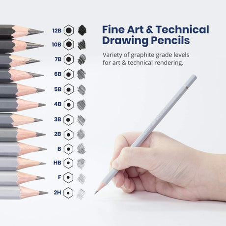 Pacific Arc Premium Graphite Drawing Pencils for Artists, Soft Pack - Professional Pencils for Drawing, Drafting, Sketching and Shading 12 Pk. - Great Non Toxic Art Supplies Set for Adults and Kids Pacific Arc