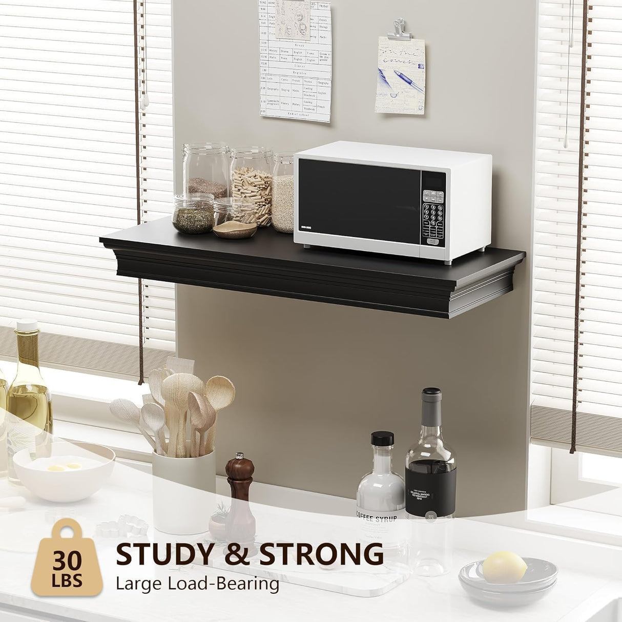 Eylar Intact Secret Home Decor with Hidden Storage, Floating Night Stand with Gun Drawer, Space-Saving Gun Shelf for Bedroom, Hallway, Office, Solid Wood (Black) Eylar