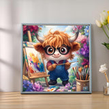 xcemhil Framed Paint by Numbers Kit for Kids and Adults, Paint by Numbers for Adults Cow, Cute Cow Kids Paint by Number Kits for Gifts and Home Decor 10x10in xcemhil