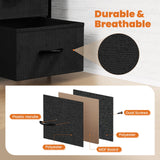 GlasFlength Night Stand, Small Dresser with 2 Fabric Drawers, Farmhouse Black Nightstands Set of 2 for Bedroom, Closet, Dorm, Black/2BC 2-Pack GlasFlength