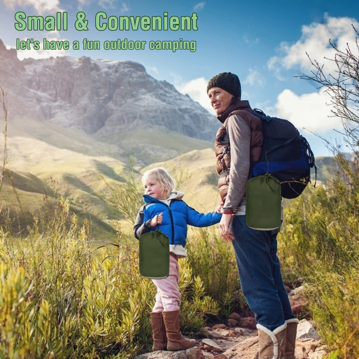 Hammock Camping, Portable Single/Double Hammocks for Outdoor Hiking Travel Backpacking - 210D Nylon Hammock Swing for Backyard & Garden (Green/Khaki) ERUW