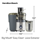 Hamilton Beach Juicer Machine, Centrifugal Extractor, Big Mouth 3" Feed Chute, Easy Clean, 2-Speeds, 40 oz. BPA Free Pitcher, 850 Watt Motor, Silver Hamilton Beach