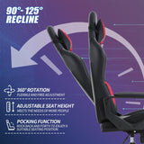 Gaming Chair High-Back Office Chair Ergonomic Video Game Chairs Height Adjustable Reclining Computer Chair with Lumbar Support Armrest Headrest Swivel Chair Game Chair for Adult Teen - Red BSTOPHKL
