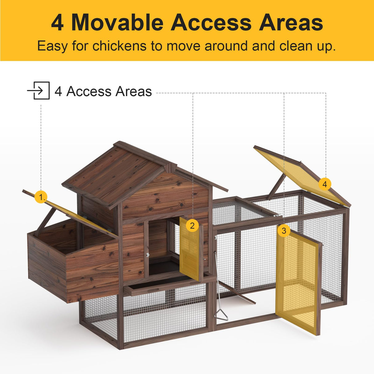 Outdoor 80'' Chicken Coop for Chickens Wooden Hen Fence,Duck,Chicken Cage with Nesting Box & Removable Tray,Small Animal Hutch for Backyard Poultry Coffe GREZJXC