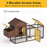 Outdoor 80'' Chicken Coop for Chickens Wooden Hen Fence,Duck,Chicken Cage with Nesting Box & Removable Tray,Small Animal Hutch for Backyard Poultry Coffe GREZJXC