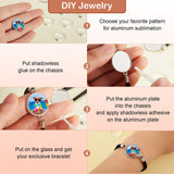 16 Pieces 20 mm Sublimation Bracelet Blanks Bezel Bracelet Tray Settings Faux Leather Base Tray Bangles with 16 Round Glass Cabochons and 16 Aluminum Sheets for Jewelry Making DIY Bracelets MTLEE