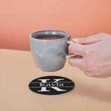 Personalized Coaster, Leather Coaster Set of 6 with Holdr Custom Name Logo Photo, Heat Resistant Waterproof Coasters for Coffee Table Kitchen Bar Housewarming (Round Leather) Xzrkcsa