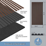 E-HAO 4-Piece Wood Slat Acoustic Panels for Stylish Decor and Noise Reduction, 3D Textured Panel for Ceiling and Wall - JK Walnut (47.2 L x 23.6 W in) E-HAO