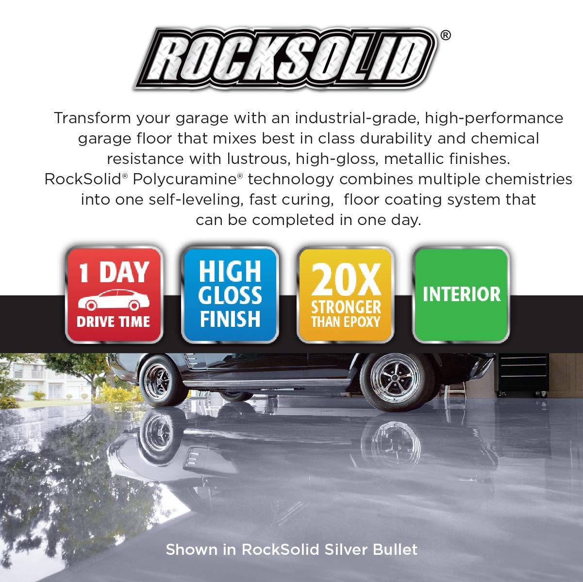 Rust-Oleum 299743 RockSolid Metallic Garage Floor Coating Kit, 80 fl oz, Gunmetal, 2.5 Quarts (Pack of 1) - WoodArtSupply