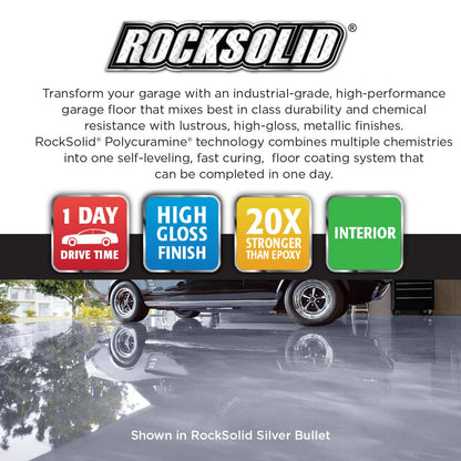 Rust-Oleum 299743 RockSolid Metallic Garage Floor Coating Kit, 80 fl oz, Gunmetal, 2.5 Quarts (Pack of 1) - WoodArtSupply