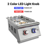 Livory Double Grilling Side Burners for Outdoor Kitchen, 2 * 17,000BTU Nature Gas Burners, Duty Heavy 304 Stainless Steel, Built-in Side Burner for BBQ Island Grill (Nature Gas) Livory