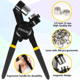 Heavy Duty Grommet Tool Kit with 1/2 Inch Die and 300 Sets of 12MM Grommets,Handheld Manual Eyelet Tool Rivet Press Punch Pliers for Leather Canvas Fabric zonglan