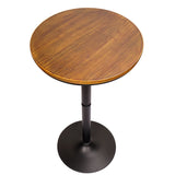 VILAVITA Round Bar Height Bistro Pub Table - Natural Wood Top, Heavy Metal Frame, 21.7 Inch Top, 40.5 Inch Height VILAVITA