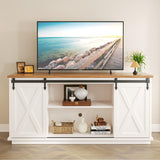 GRUSIGN TV Stand for Televisions up to 65’’, Entertainment Center with Storage Cabinets and Sliding Barn Doors, Media TV Consoles for Living Room, Bedroom, White GRUSIGN