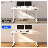 FLEXISPOT EN2 Whole-Piece Standing Desk with Clamp Power Strip, 55 x 28 Electric Stand Up Height Adjustable Desk with Cable Management (White Frame + 55" White Top,2 Packages) FLEXISPOT
