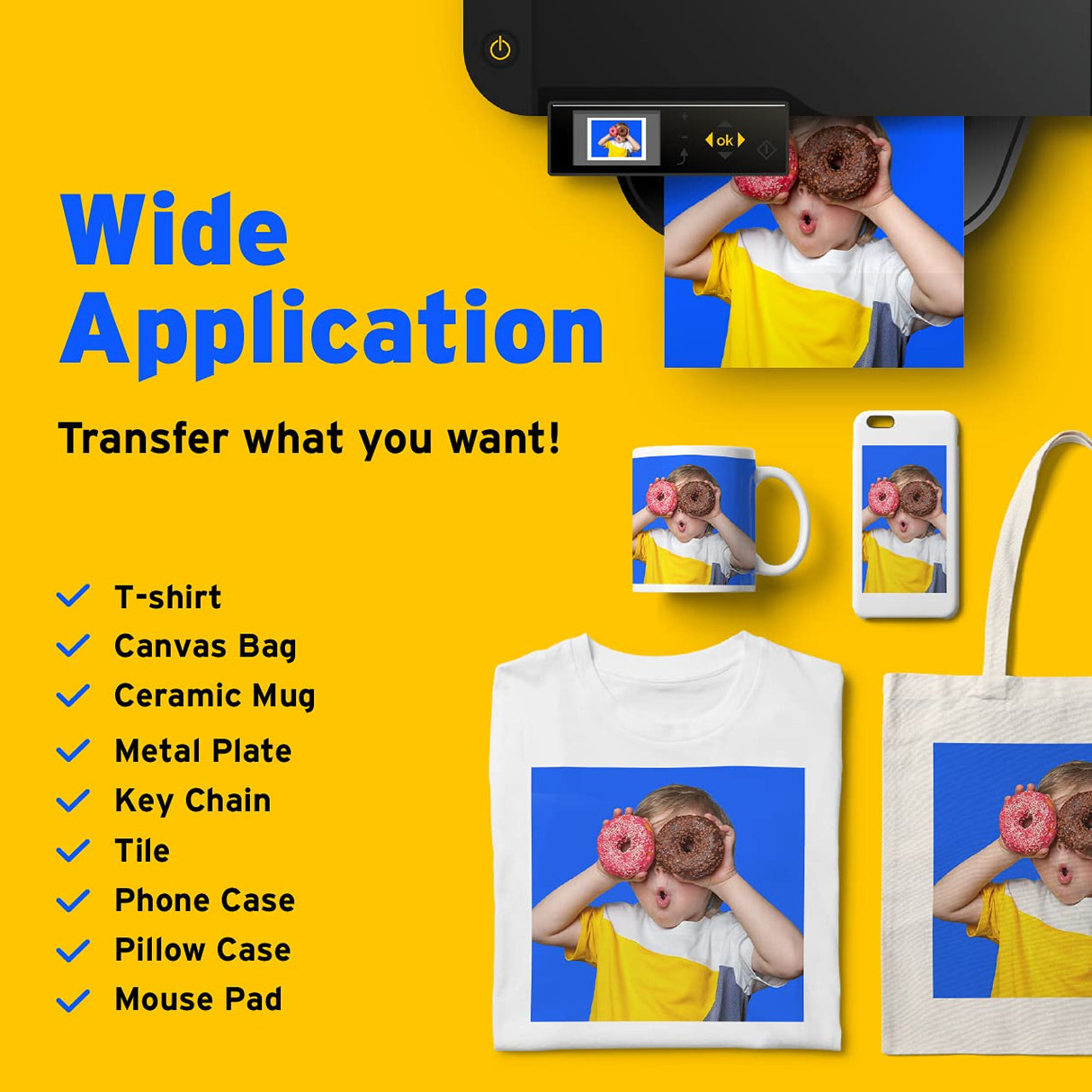 Sublimation Paper Heat Transfer Paper 100 Sheets 8.5" x 11" 125 gsm for Any Epson Sawgrass Ricoh Inkjet Printer with Sublimation Ink for DIY T shirt Mugs Printers Jack