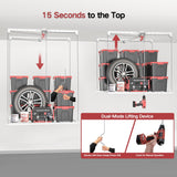 KOKORACKER Overhead Garage Storage Rack, Adjustable Heavy-duty 4x4 Ft Ceiling Storage Racks with Safety Lock, Ideal for Garage Storage Lifting Organization System, 250lbs Capacity, White KOKORACKER