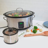 Kenmore 7 Quart Slow Cooker Programmable Kitchen Appliance Dipper Sauce-Warmer Stainless Steel Digital Display One-Touch Controls Braise Simmer Sous Vide Stew Soup Chili Curry Black and Silver Koolatron