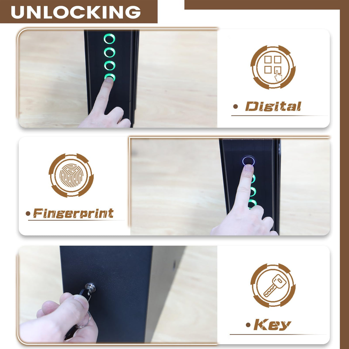 SOULYI Biometric Slider Handgun Safe, Quick Access Pistol Safe for Nightstand, Bedside, Desk, Vehicle with Fingerprint, PIN Code, Key Lock, LED Light, and Silent Mode SOULYI