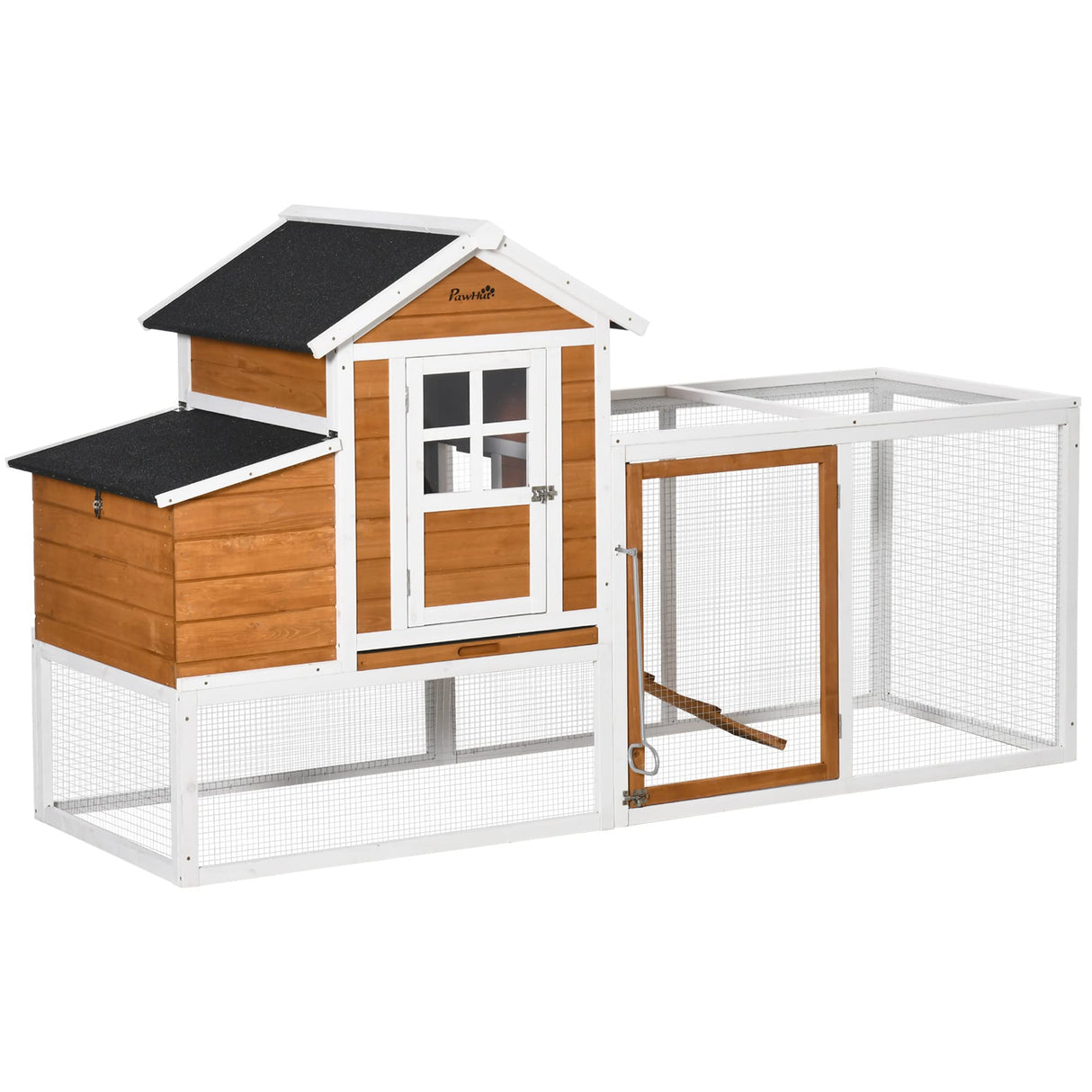 PawHut 76" Wooden Chicken Coop with Safe and Healthy Non-Polluting Materials, Outdoor Hen House Poultry Cage with Weatherproof Materials PawHut