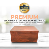 Blake & Lake Large Box with Hinged Lid - Wood Storage Box with Lid - Wooden Keepsake Decorative boxes with lids (Dark Oak) Blake & Lake