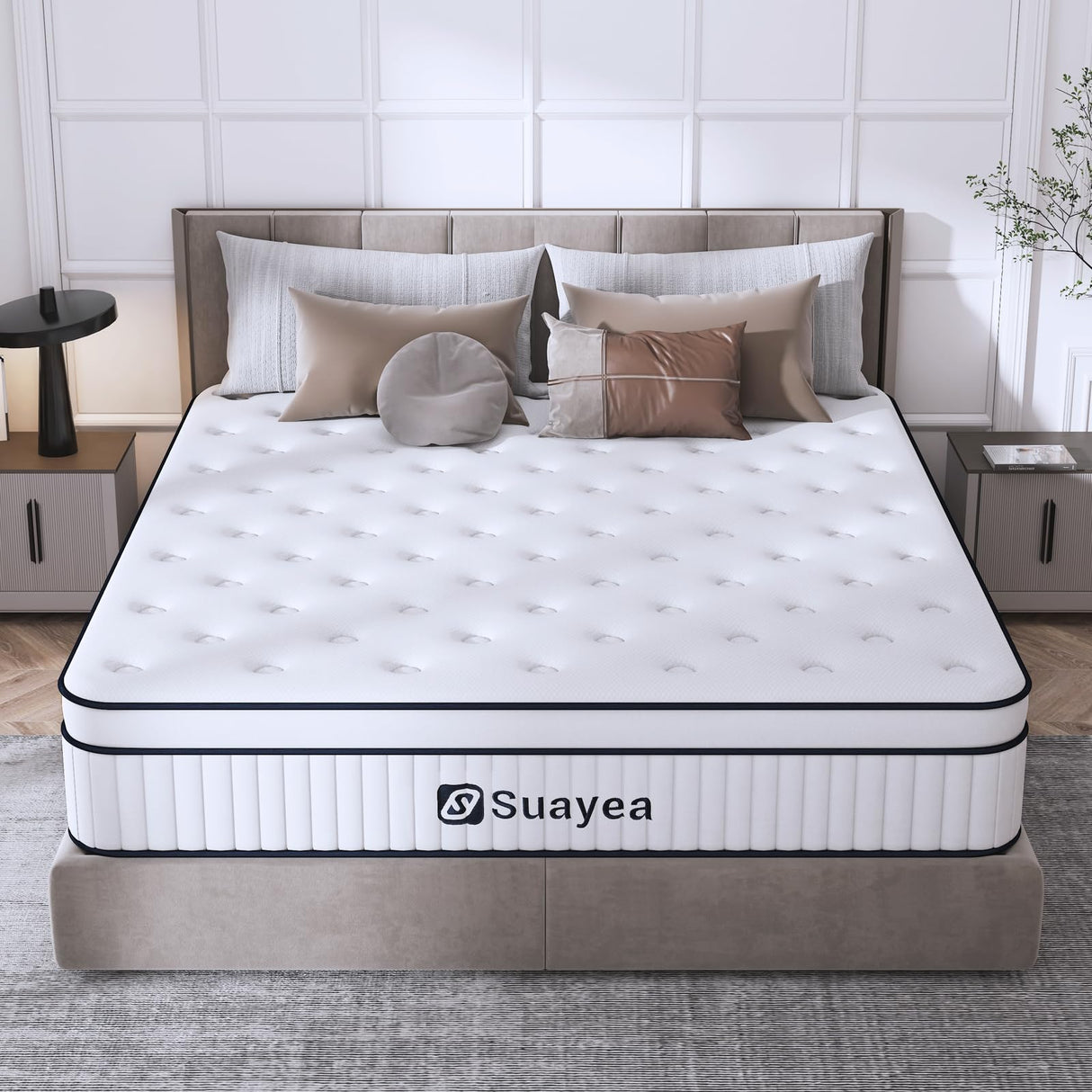 SUAYEA Queen Mattress, 12 Inch Queen Size Mattress in a Box, Pocket Spring and Soft Foam, Ultimate Motion Isolation, Strong Edge Support, Medium Firm SUAYEA