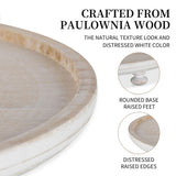 Hanobe Wood Risers for Decor: Rustic Round Wooden Pedestal Stand Tray for Display Farmhouse Table Decorative Risers for Dessert Candle Cake Plant, White 11" Hanobe