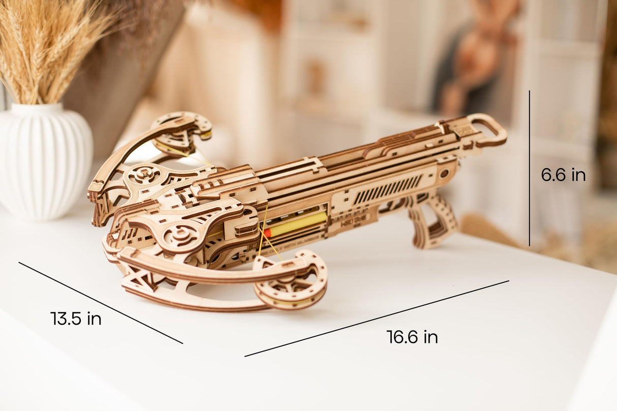 Wood Trick Bullet Boltcaster Crossbow 3D Wooden Puzzles for Adults and Kids to Build - Shoots up to 32 ft - Wooden Models Engineering DIY Project Mechanical 3D Puzzles Model Kits for Adults Wood Trick