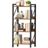 HOOBRO Bookshelf, 4-Tier Industrial Bookcase, Book Shelf Storage Organizer, Small Bookshelf with Metal Frame for Living Room, Bedroom, Home Office, Kitchen, Rustic Brown and Black BF40SJ01 HOOBRO