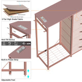 Espelism Dresser for Bedroom with Clothes Rack 5 Drawer Dresser with Charging Station LED Lights White Chest of Drawers Flexible Shelf and Open Storage Space for Bedroom Living Room (Pink) Espelism