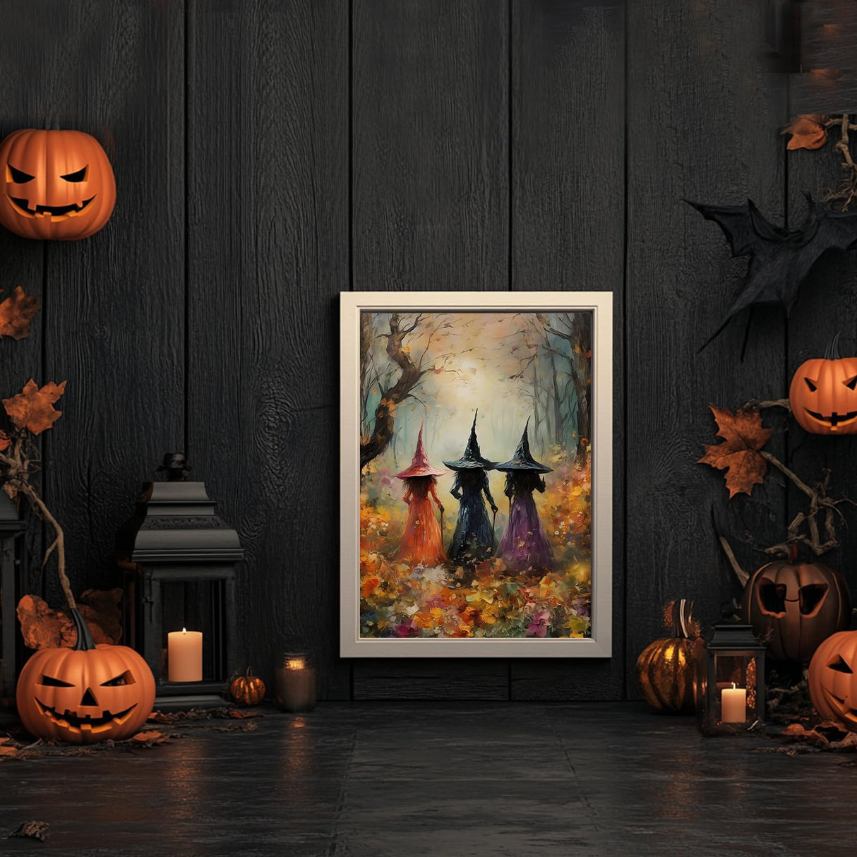 Halloween Paint by Numbers Kit for Adults Beginner, Fall Paint by Number Halloween, Painting by Numbers, Easy DIY Crafts for Gift Home Wall Decor 16x20inch hkejoi
