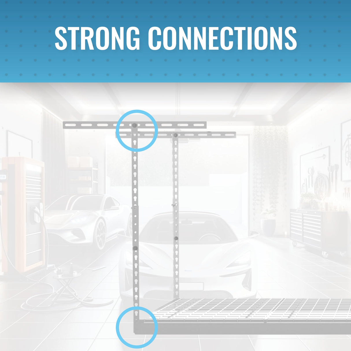 MonsterRax Overhead Garage Storage Racks 3x8’ (2-Pack) Ceiling Mounted Shelving, Adjustable Hanging Organizer, Heavy Duty Steel, Holds 500 Pounds, Color: White, Adjustable from 24"-45" off the Ceiling MonsterRAX Storage Solutions