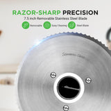 Nutrichef Electric Meat Slicer | 200W Automatic Meat, Deli & Bread Slicer | Adjustable Dial for 0-15mm Cutting Range Thickness | Removable 7.5 IN Stainless Steel Blade & Food Pusher for Safety (Black) NutriChef