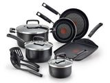 T-fal Signature Nonstick Cookware Set 12 Piece, Oven Broiler Safe 350F, Pots and Pans, Kitchen Cooking Set w/ Fry Pans, Saucepans, Saute Pan, Dutch Oven, Griddle, Kitchen, Home, Dishwasher Safe, Black T-fal