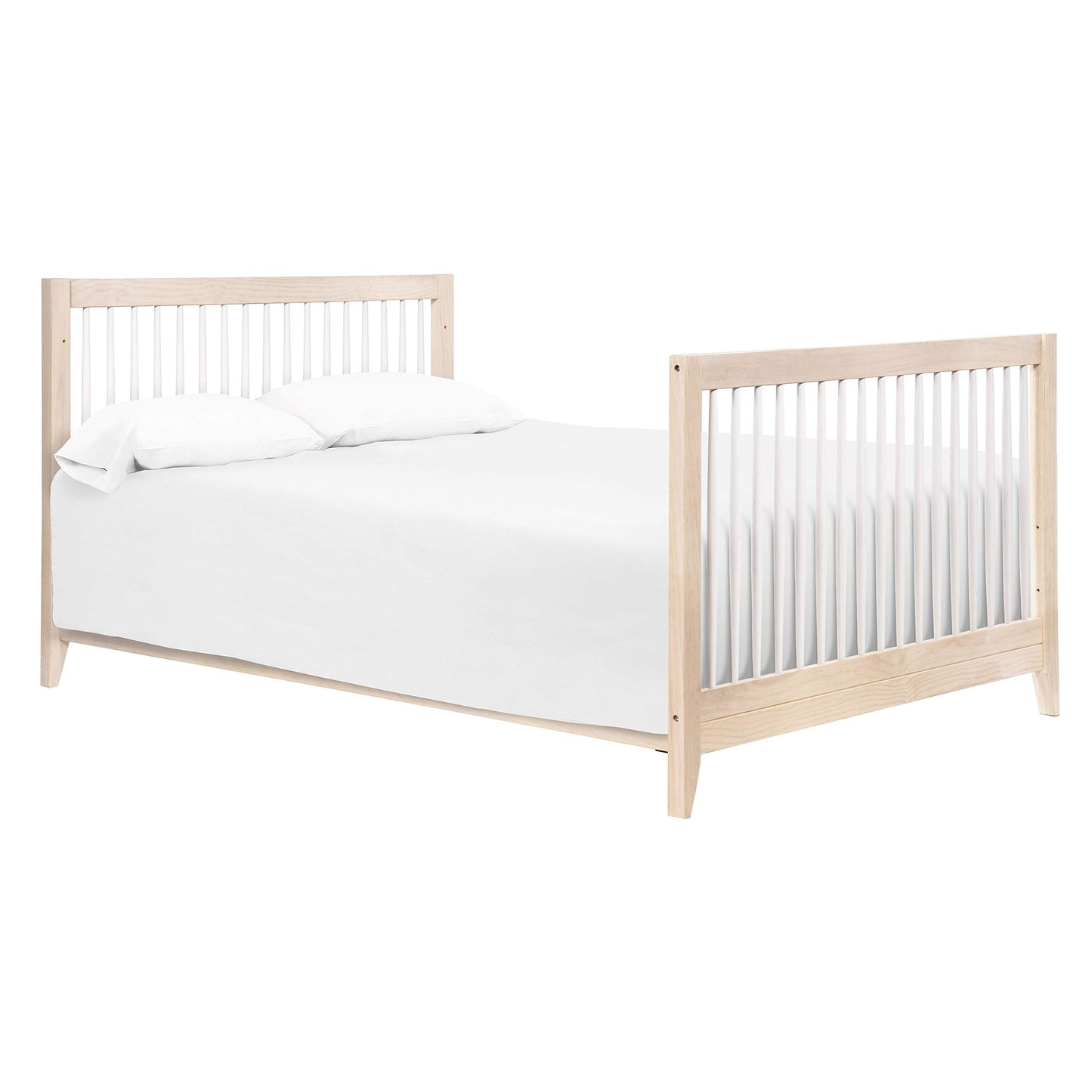 Babyletto Sprout 4-in-1 Convertible Crib with Toddler Bed Conversion Kit in Washed Natural and White, Greenguard Gold Certified