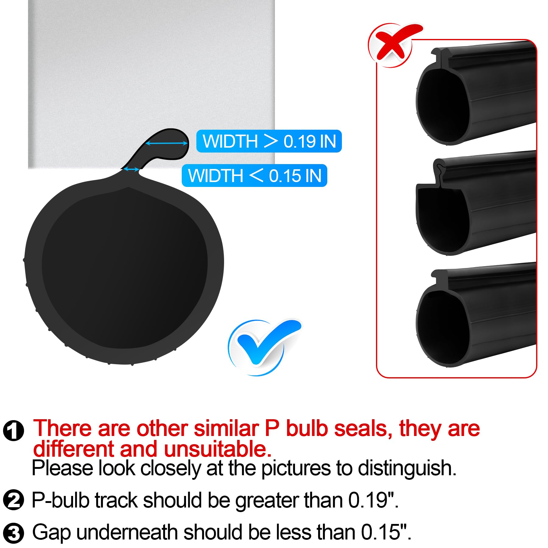 16.5FT Garage Door Bottom Seal Rubber 0.19'' P Bulb Bottom Garage Door Weather Stripping for Overhead Door, Weatherproof Strip Replacement Seal Fits 16.5FT Wide or Smaller Doors (Black) - WoodArtSupply