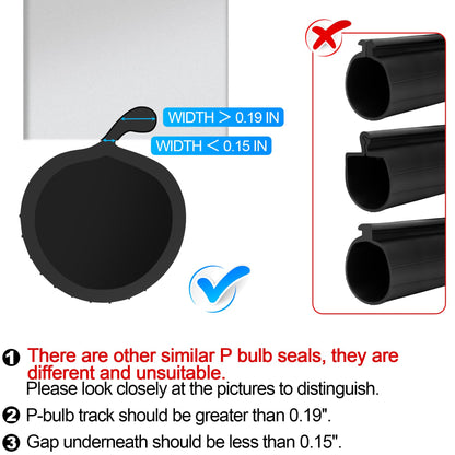 16.5FT Garage Door Bottom Seal Rubber 0.19'' P Bulb Bottom Garage Door Weather Stripping for Overhead Door, Weatherproof Strip Replacement Seal Fits 16.5FT Wide or Smaller Doors (Black) - WoodArtSupply