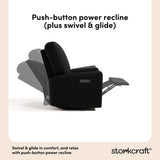 Storkcraft Sorrento Deluxe Power Recliner Swivel Glider (Black Boucle) – Premium Electronic Power Recliner for Nursery, Includes Dual-USB Charging Port with USB-A & USB-C, Nursery Glider Rocking Chair Storkcraft