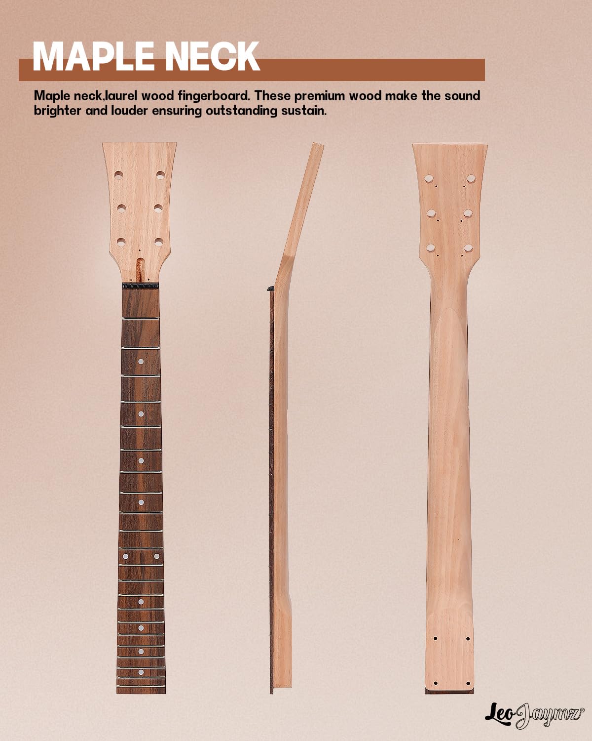 Leo Jaymz DIY Double Cut Electric Guitar Kits with Mahogany Body and Neck - Laurel Wood Fingerboard and All Components Included (DC) Leo Jaymz