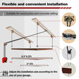 Overhead Garage Storage Lift Hoist, Heavy-duty Ceiling Mounted Garage Storage Lift System for Organization - Supports 8-16ft Ceilings, 300lbs Weight, Easy Installation & Operation (Deck Not Includ) DNShorix