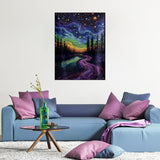 YQFCZDQ Aurora Landscape Diamond Art Kits for Adults,DIY Forest Starry Sky 5D Diamond Painting Kits Round Diamond Dots for Beginners,Full Drill Paint with Diamonds Pictures Gem Art Home Decor 12x16 In YQFCZDQ