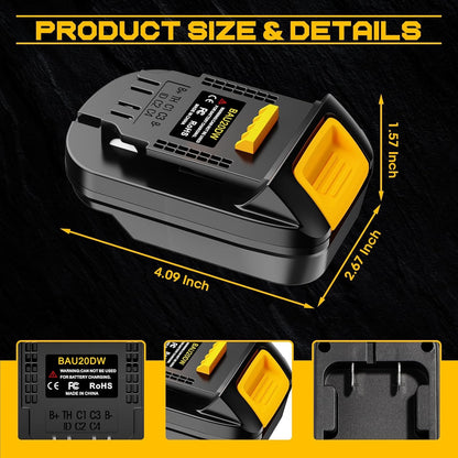 YUHDWRE Battery Adapter for Bauer for Dewalt Tool, BAU20DW Adapter for Bauer 20V Lithium Battery Convert to for Dewalt 20V Power Tools (No Battery) - WoodArtSupply