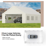 GOJOOASIS 20' x 26' Heavy Duty Carport with Roll-up Visual Windows, Reinforced Party Tent with Removable Sidewalls & Doors for Parties, Wedding, Outdoor Events, Car Canopy with All-Season Tarp, White GOJOOASIS