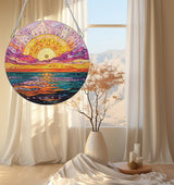 hospitian DIY Hanging Diamond Art Pendant Painting Kit Landscape,Sea Sunset Diamond Painting Kits for Adults,Special Crystal Gem Craft Painting Kit Ornament 9.4x9.4inch hospitian