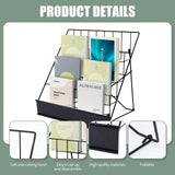 Book Signing Rack, Book Display Rack, Tabletop Magazine Display Racks, 4 Tiered Tabletop Cd Display, Comic Book Magazine Rack for Library Classroom Picture Literature Brochure 16.14" x 17.95" x 17.24" AshKiz