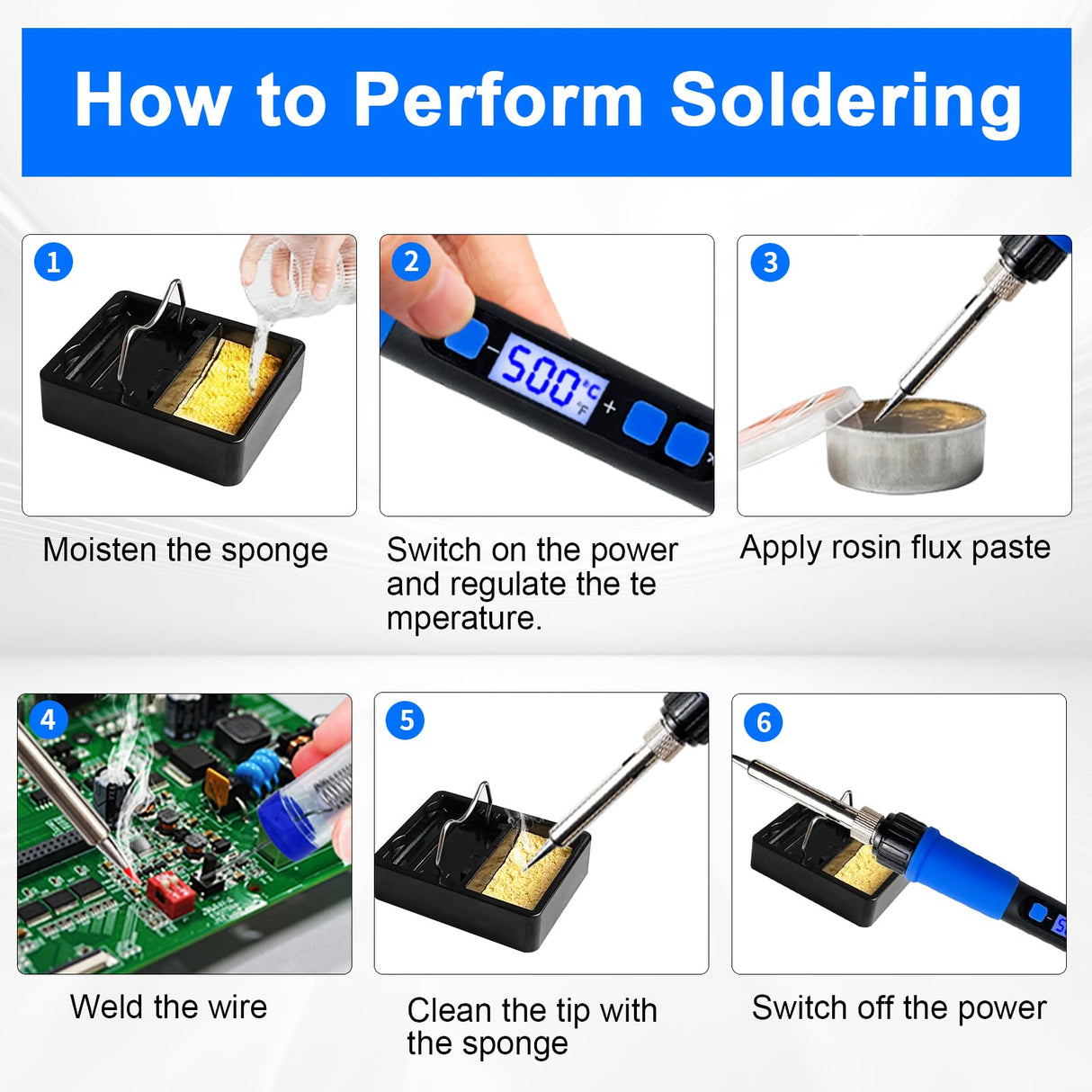 PNECK Soldering Iron Kit, 80W, LCD Display, Adjustable Temperature 356°F -932°F，Blue PNECK