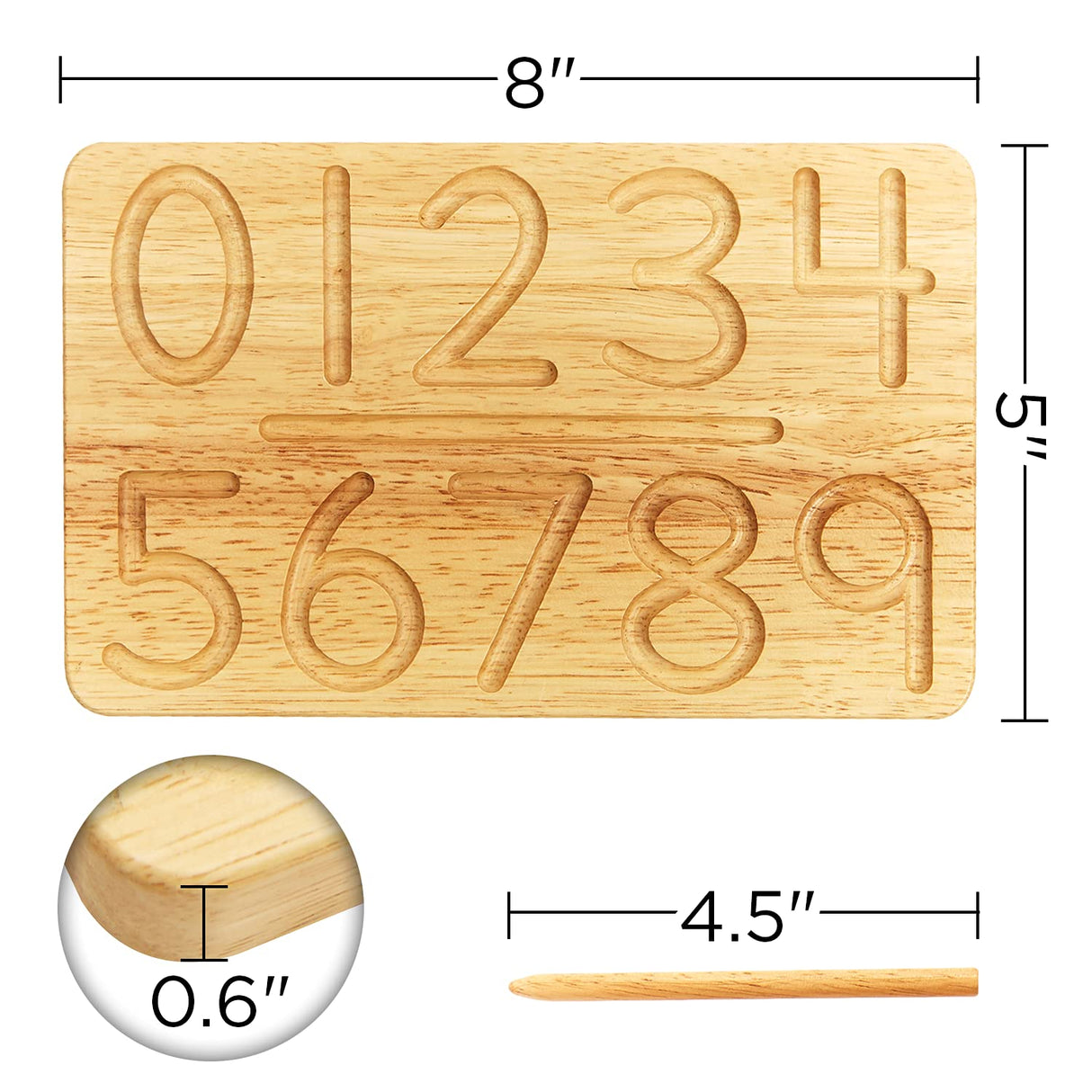 Montessori & Me Wood Number Tracing Board - Montessori Wooden Numbers and Shapes Complements Wooden Letter Tracing Board - Large Wooden Print Numbers for Toddler to Preschool Montessori & Me