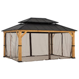 SUNJOY Replacement Mosquito Netting,Waterproof 4-Panel Screen Walls for 12 x 16 ft Gazebo, Patio & Backyard Protection, Brown Sunjoy