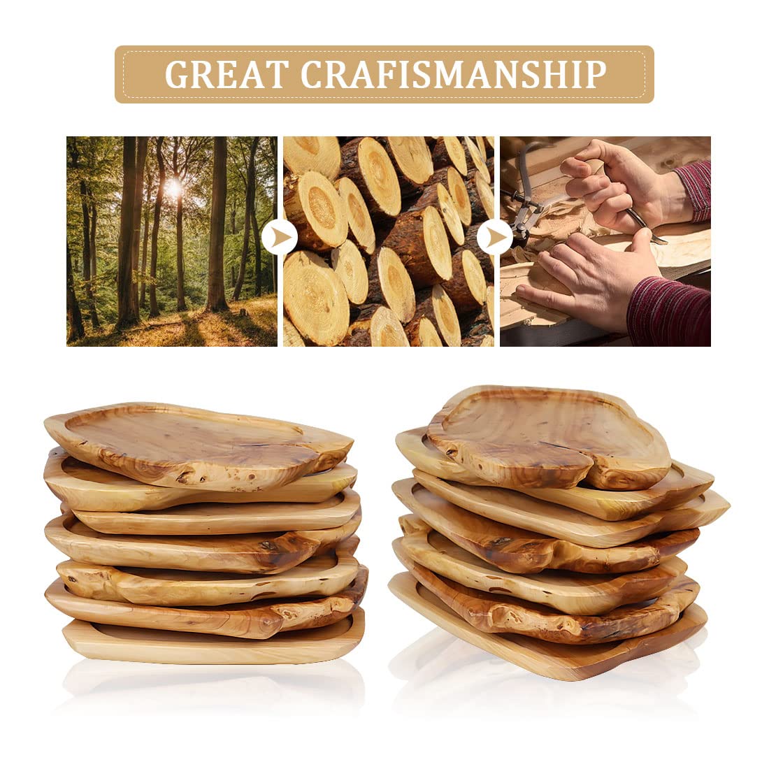 DeziWood Wooden Tray for Decor, Small Wood Serving Tray, Rustic Wood Decorative Tray, Farmhouse Candle Holder Decorative Tray for Home Decor, 13x9.8x1.5 Inch DeziWood